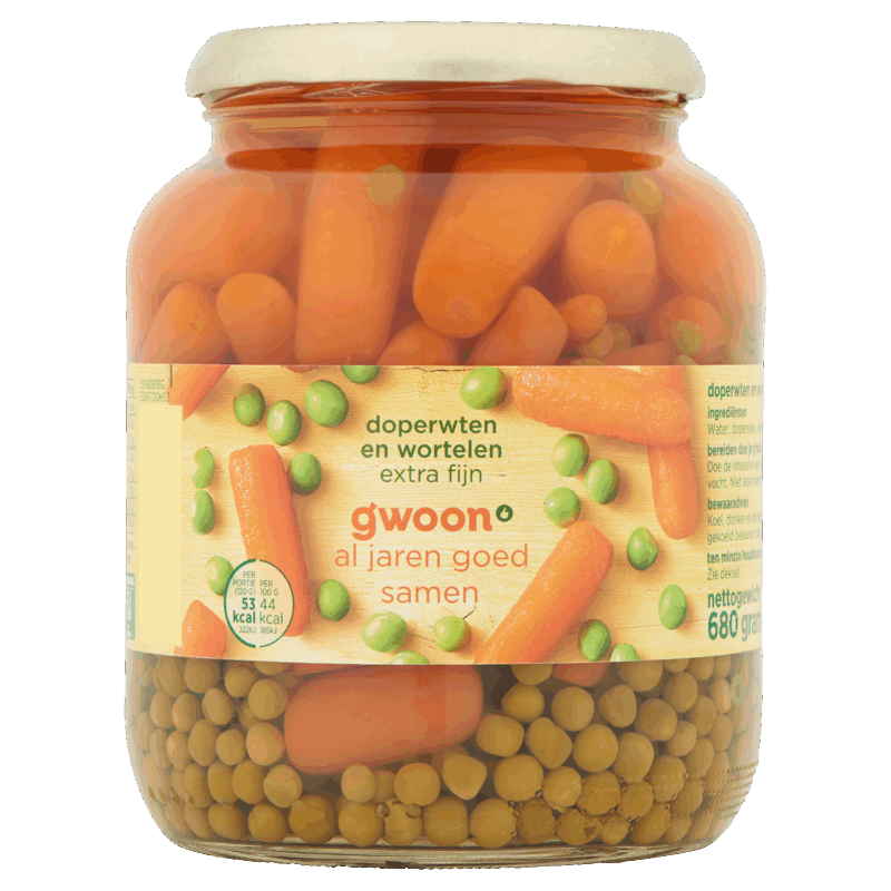 Gwoon - Doperwt/Wortel Extra Fijn 680Gr