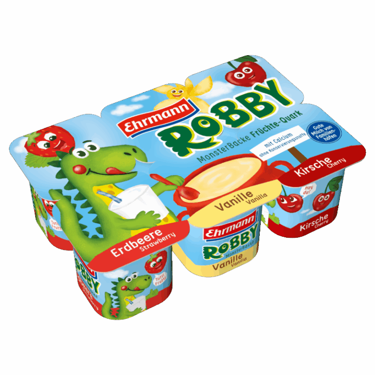 Ehrmann - Vruchtenkwark Kers/Aardbei/Vanille 6X50Gr